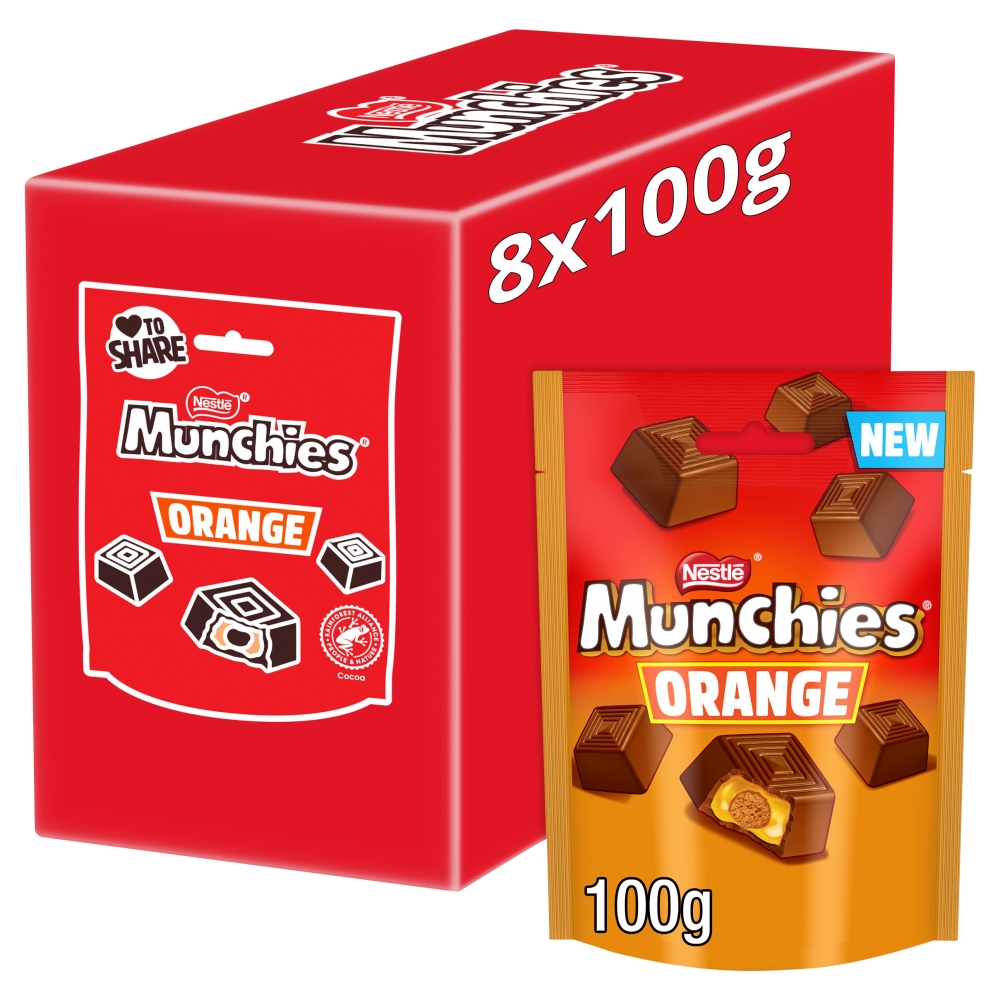 Munchies Orange Flavoured Chocolate Share Bag 100g (Box of 8)