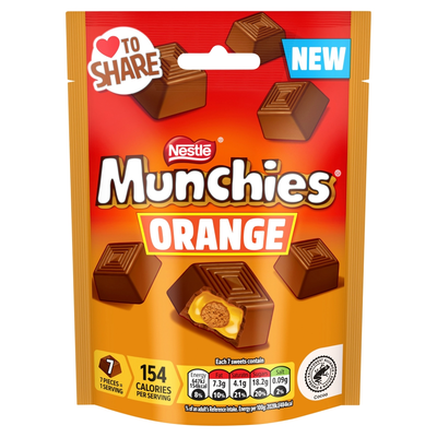 Munchies Orange Flavoured Chocolate Share Bag 100g (Box of 8)