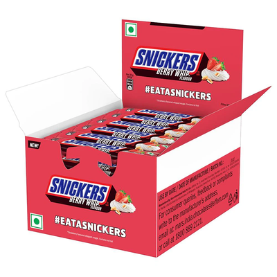 Snickers Berry Whip Peanuts, Nougat & Caramel Chocolate 22g (Box of 24)