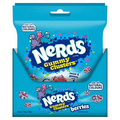 Nerds Gummy Clusters Berries Fruit Flavour Candy Bag 113g (Box of 10)