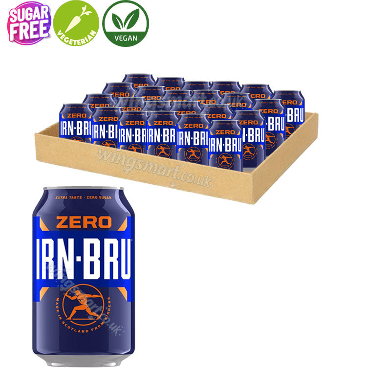 IRN BRU Zero Sugar Soft Drink 330ml Can Refreshing Low Calorie Soda UK