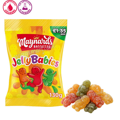 Maynards Bassetts Jelly Babies Sweets Bag 130g PMP – Box of 10 Packs