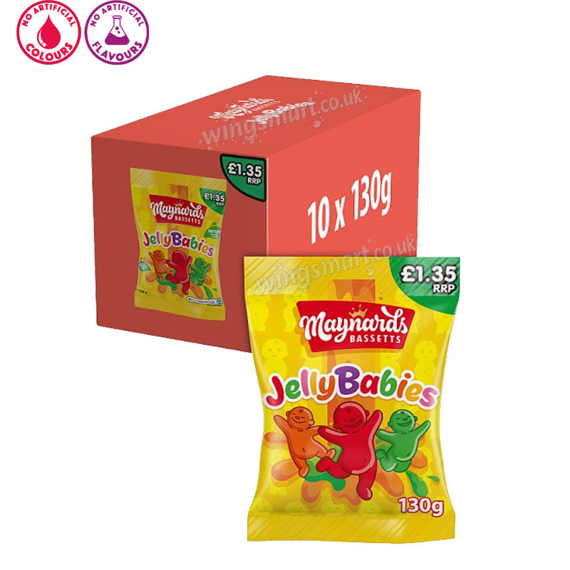 Maynards Bassetts Jelly Babies Sweets Bag 130g PMP – Box of 10 Packs