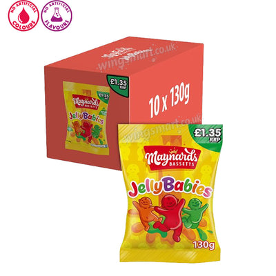 Maynards Bassetts Jelly Babies Sweets Bag 130g PMP – Box of 10 Packs