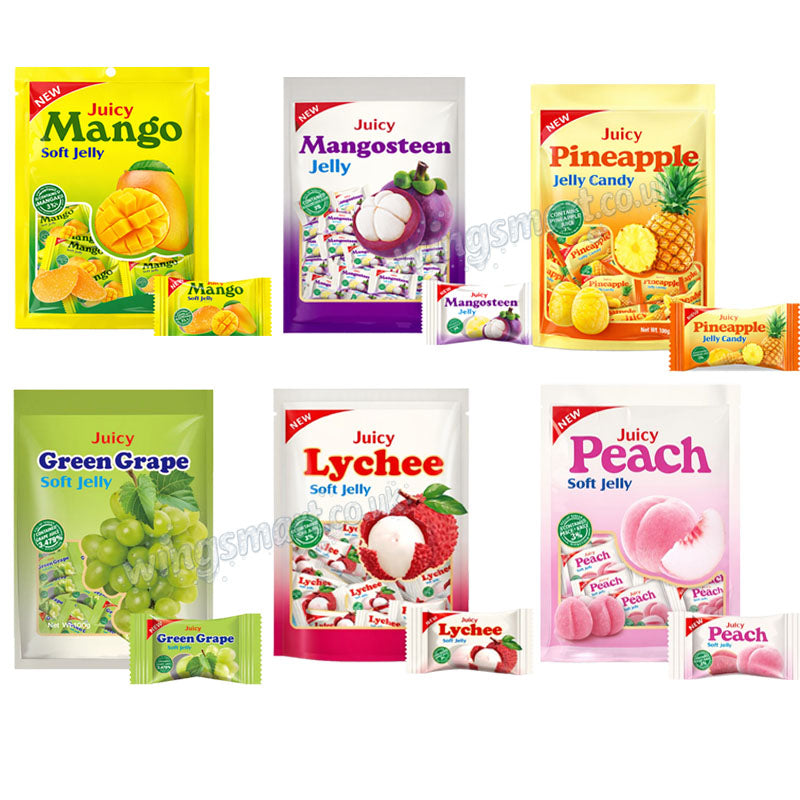 Lucky Dip Exotic Soft Gummies 100g – Mango, Lychee, Peach, Mangosteen, Grape & Pineapple (12 Packs)