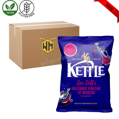 Kettle Sea Salt & Balsamic Vinegar of Modena Potato Chips 80g x 12 Packs Crisps