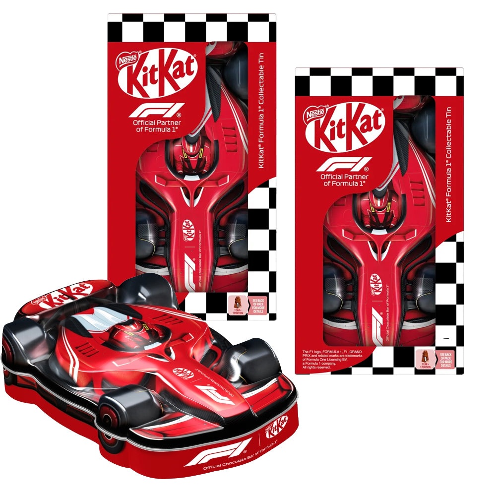 KitKat F1 Milk Chocolate Collectable Tin Car 132g (02, 04 or 08 Tins)