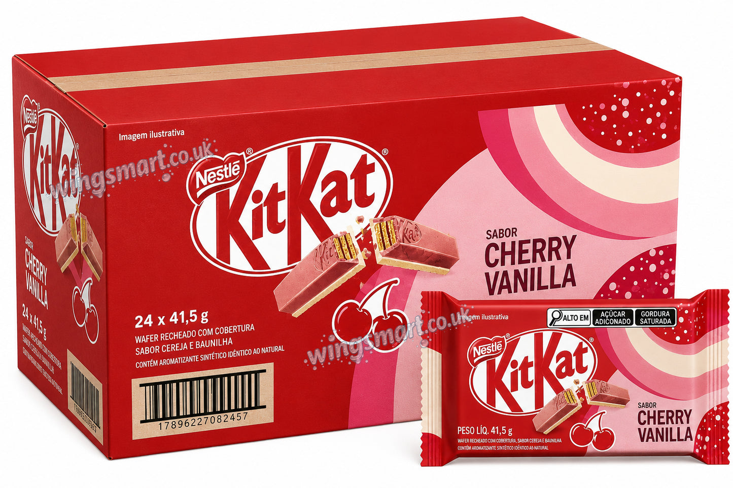 Nestlé KitKat Cherry Vanilla 41.5g (Pack of 24) – Limited Edition Chocolate Wafer Bars