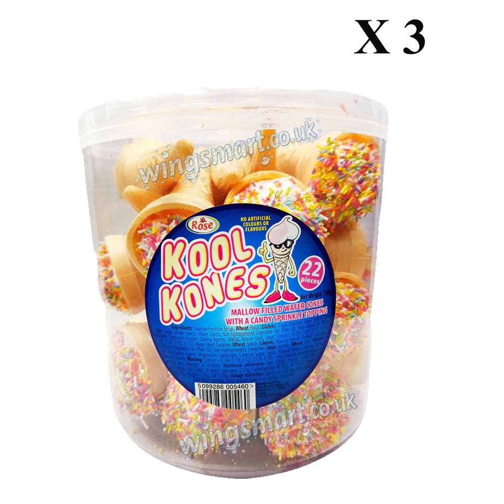 Rose Kool Kones Mallow Wafer Cones 330g (22 Count x 15g)