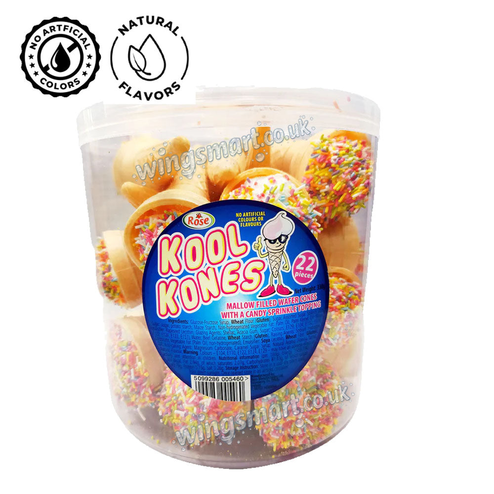 Rose Kool Kones Mallow Wafer Cones 330g (22 Count x 15g)