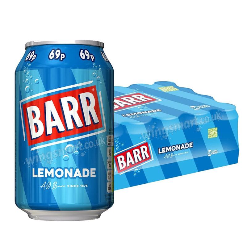 Barr American Soda Variety Pack 330ml PMP – Cola, Lemonade, Cherryade, Bubblegum & Cream Soda | 24 Cans Summer Drinks