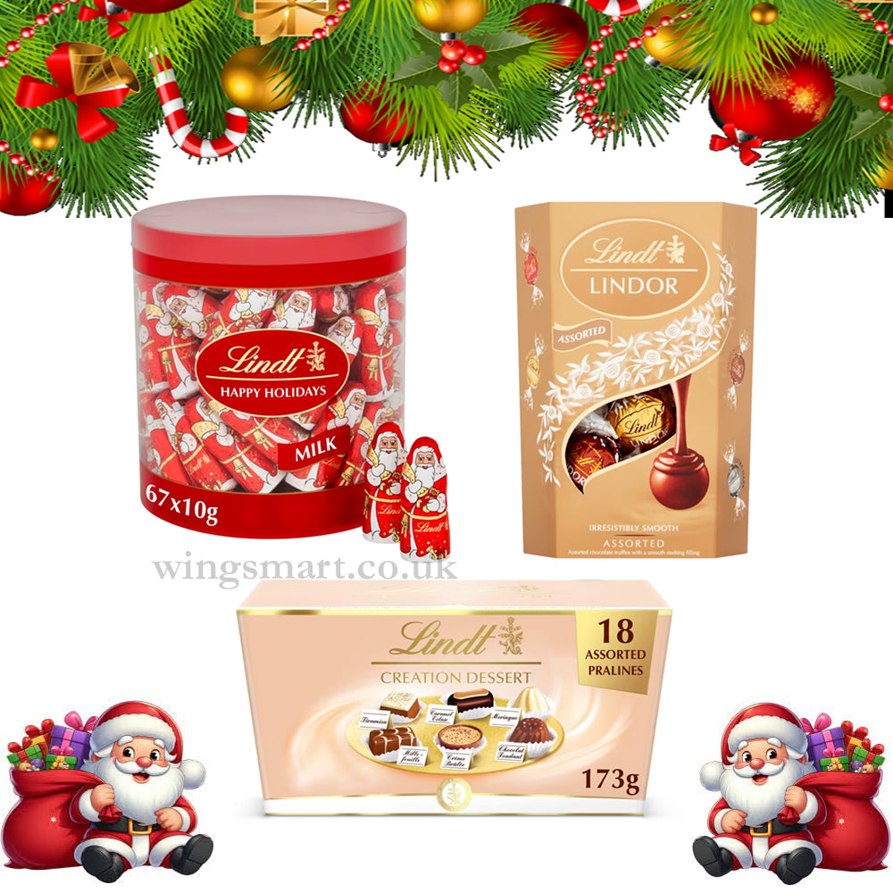 Lindt Christmas Chocolate Combo Creation Dessert Box 173g Milk Chocolate Santa Drum 10g Lindor Assorted Truffles Box 200g