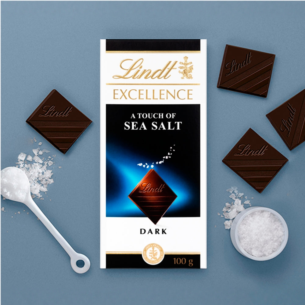 Lindt Excellence Dark Sea Salt Chocolate Bar 100g (2 Bars)