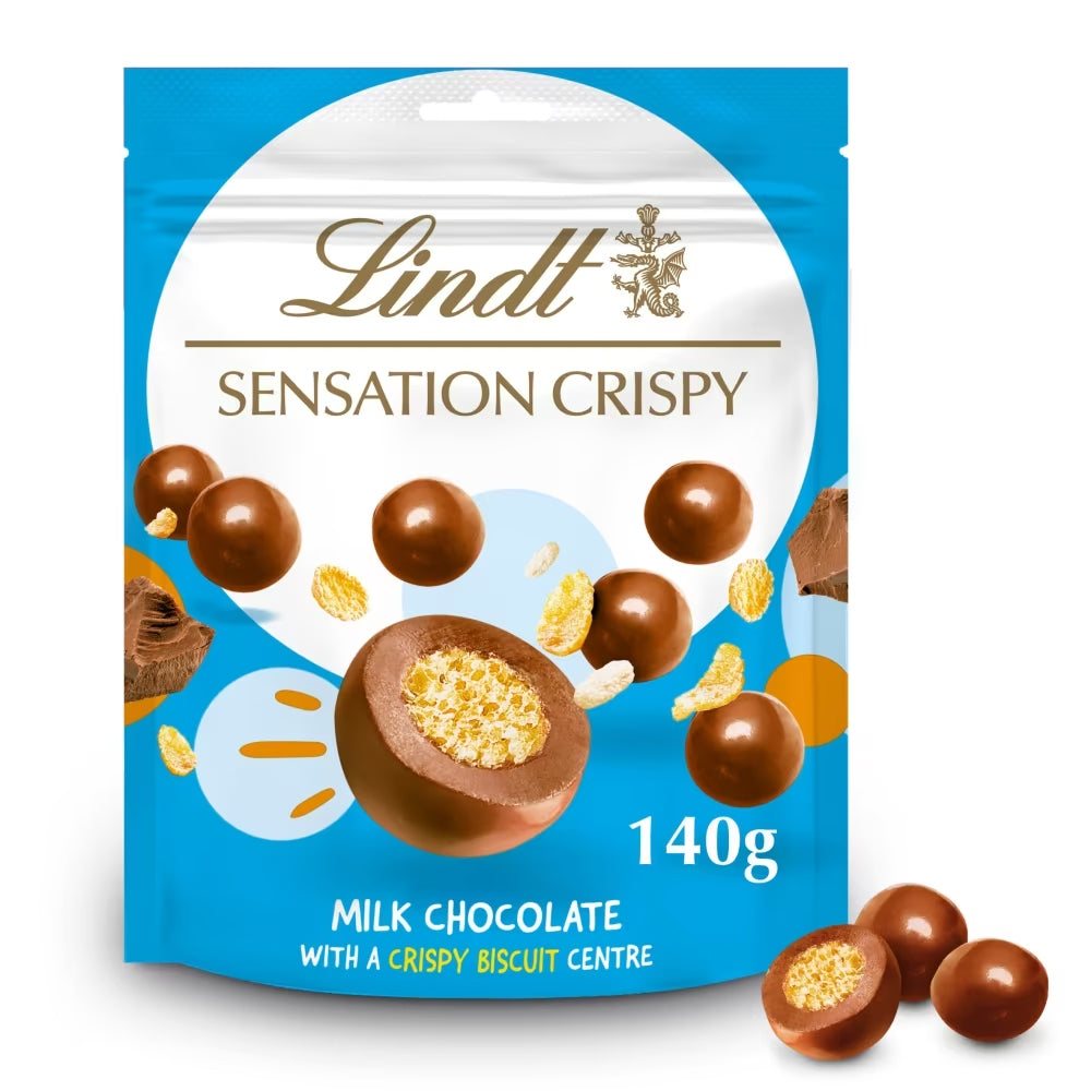 Lindt Crispy Sensation Milk Chocolate Crispy Bag – 10 × 140g Pouches