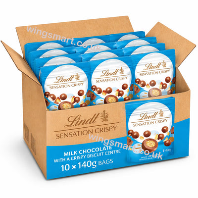 Lindt Crispy Sensation Milk Chocolate Crispy Bag – 10 × 140g Pouches