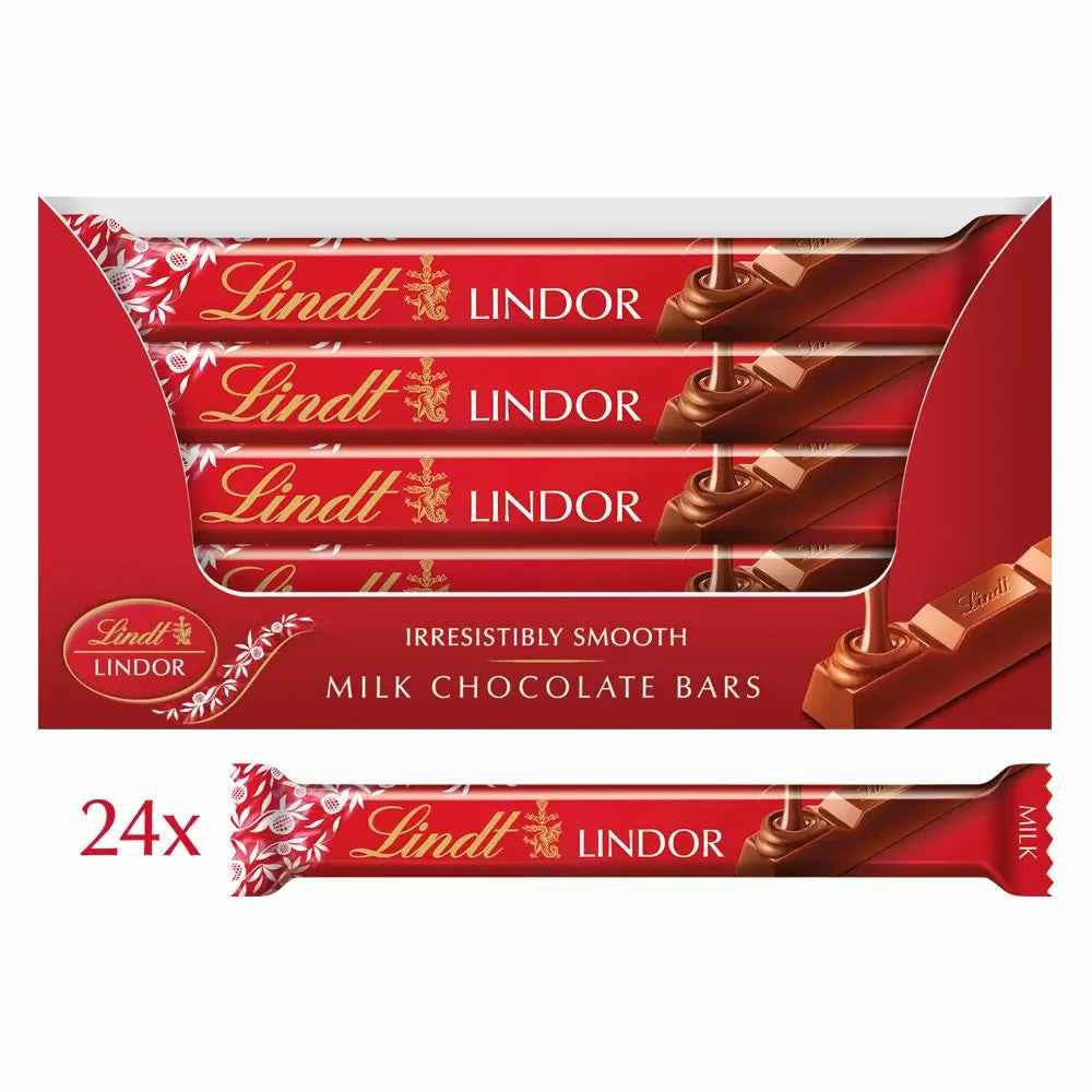 Lindt Lindor Milk Chocolate Bar 38g Box Of 24 WingsMart Lindt Lindor Milk Chocolate Bar 38g Box Of 24 WingsMart