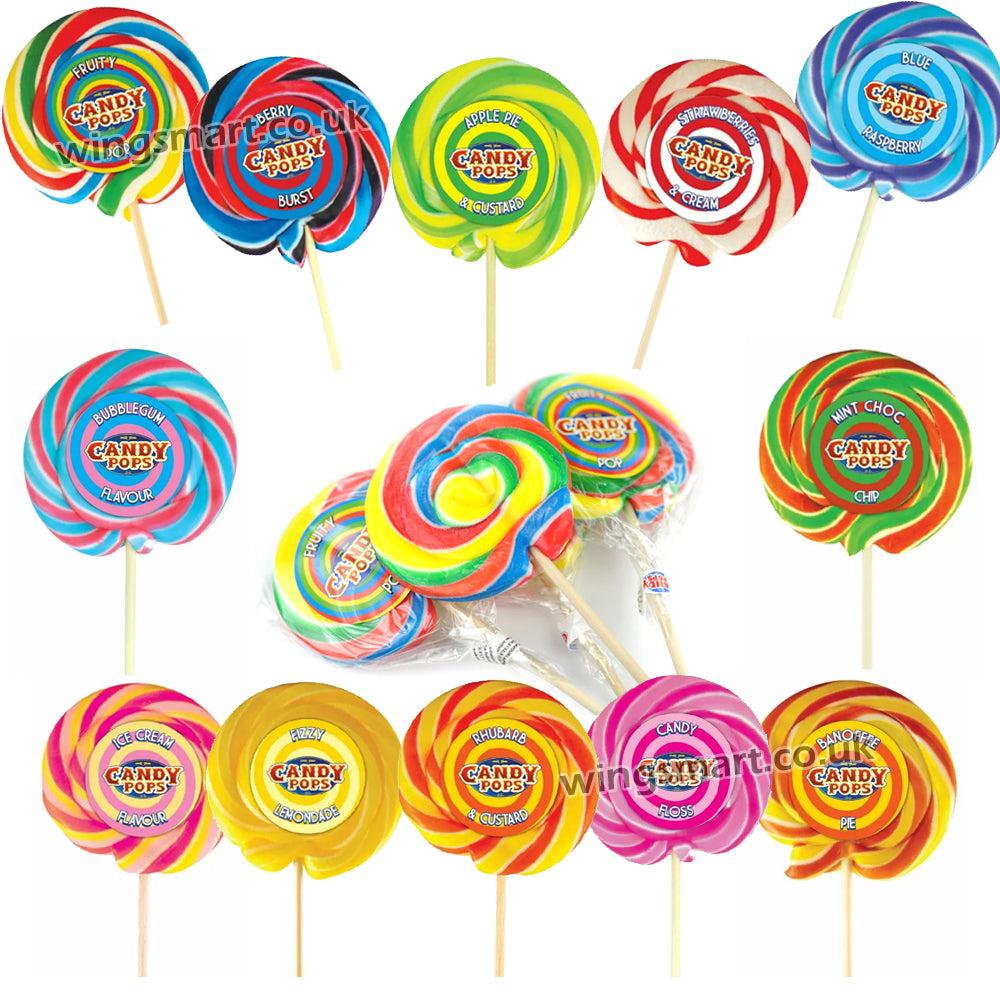 25 x Candy Pops Large Twist Mixed Lollipops 70g - WingsMart