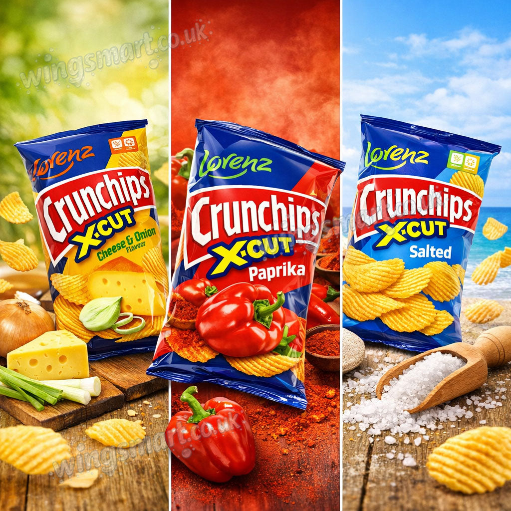 Lorenz X-Cut Crunchips 75g Assorted Flavours Salted, Paprika & Cheese & Onion (pack of 12)