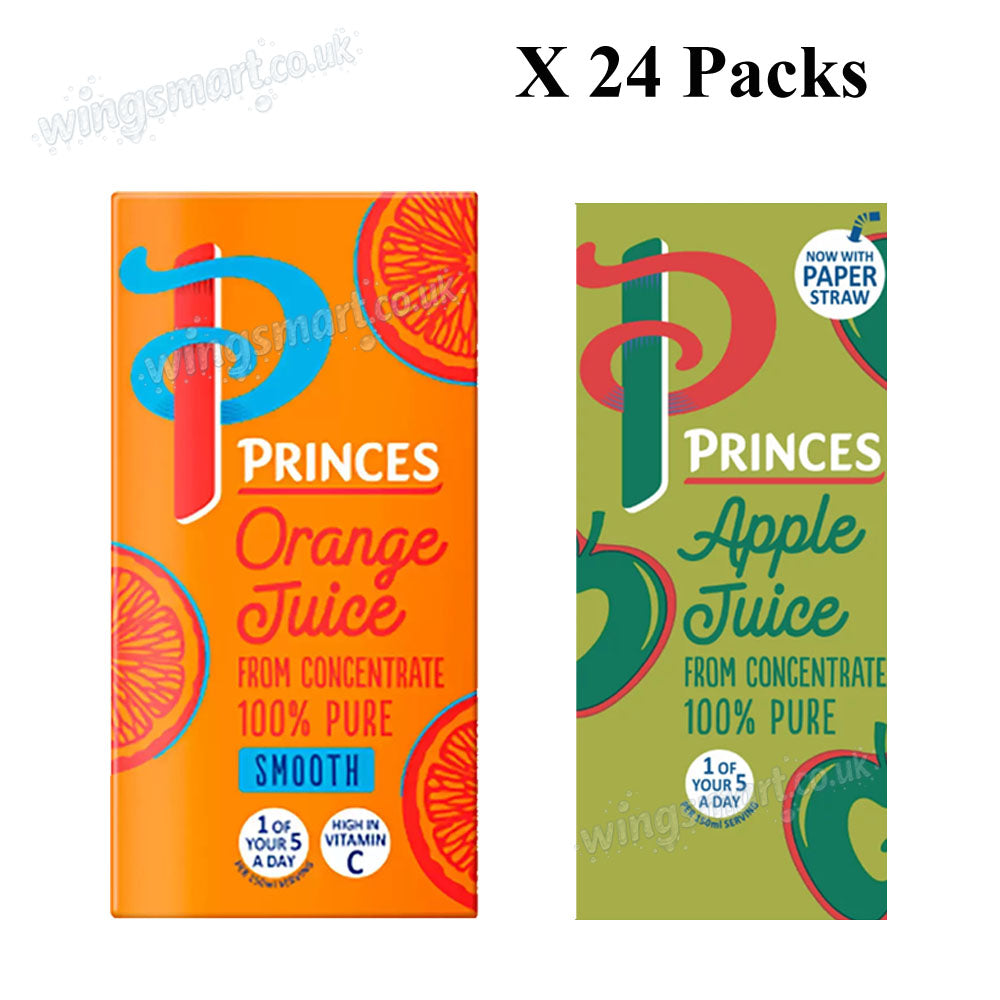 Princes Apple & Orange Juice Drink Cartons 200ml – Fruit Juice Selection