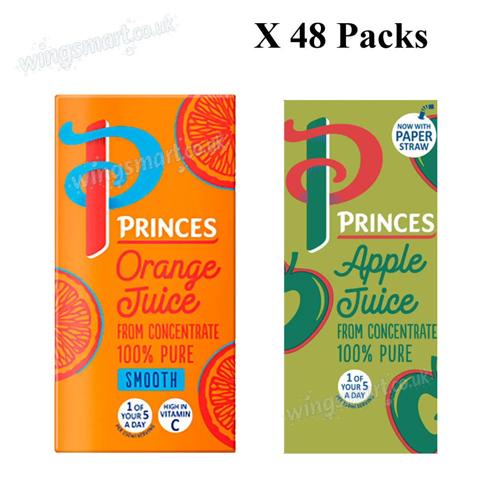 Princes Apple & Orange Juice Drink Cartons 200ml – Fruit Juice Selection