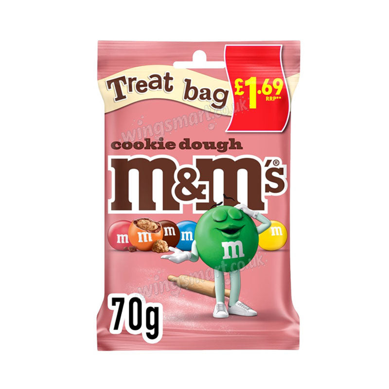 M&M's Cookie Dough Milk Chocolate Bag 70g PMP (Box of 16 packs)