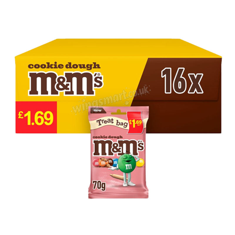 M&M's Cookie Dough Milk Chocolate Bag 70g PMP (Box of 16 packs)