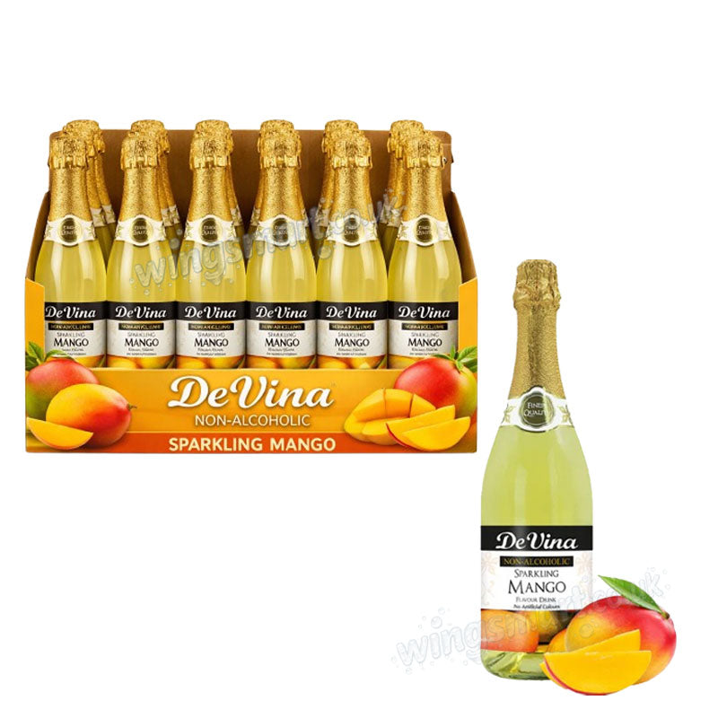 De Vina Sparkling Fruit Drinks 750ml Grape Mango Strawberry Drinks (Box of 12 Bottles)