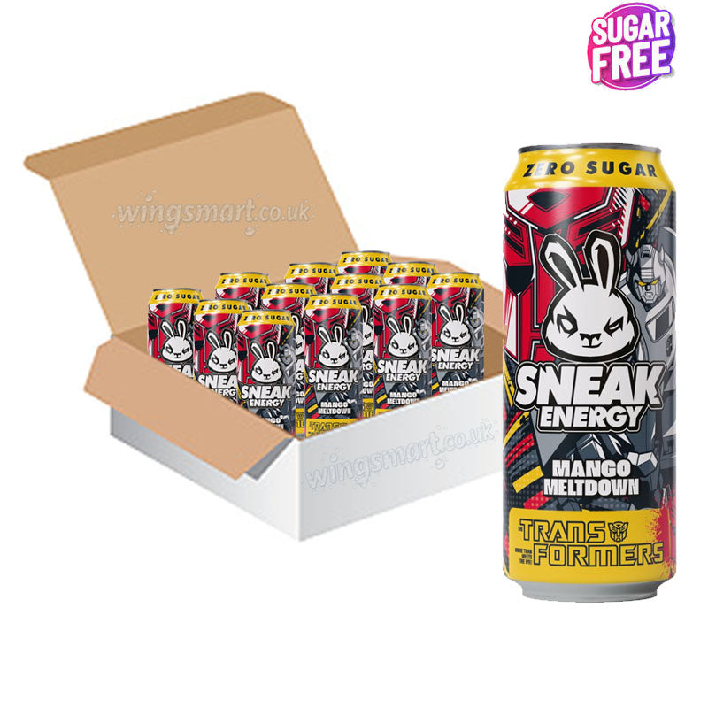 Sneak Transformers Mango Meltdown Energy Drink 330ml x 12 Cans Sugar Free Energy Drink