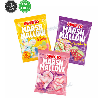Sweeto Mixed Marshmallows – Random Floral Heart & Strawberry Fluffy Treats 140g