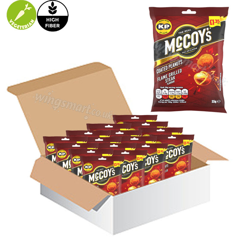 McCoy’s Coated Peanuts Flame Grilled Steak 55g PMP 16 Pack Crunchy Snack Nuts