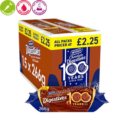 McVitie's Milk Chocolate Digestive Biscuits 266g PMP (box of 15 packs)