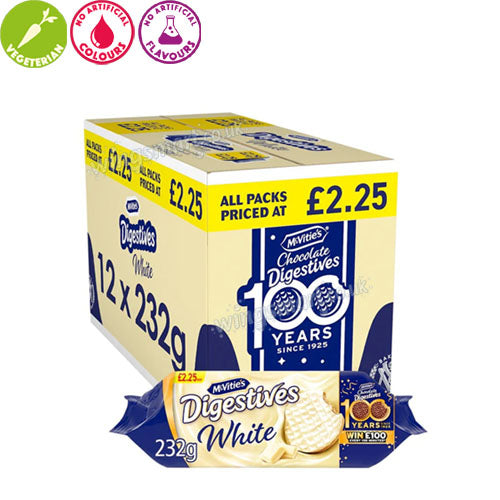 McVitie's White Digestive Biscuits 232g PMP (box of 12 packs)