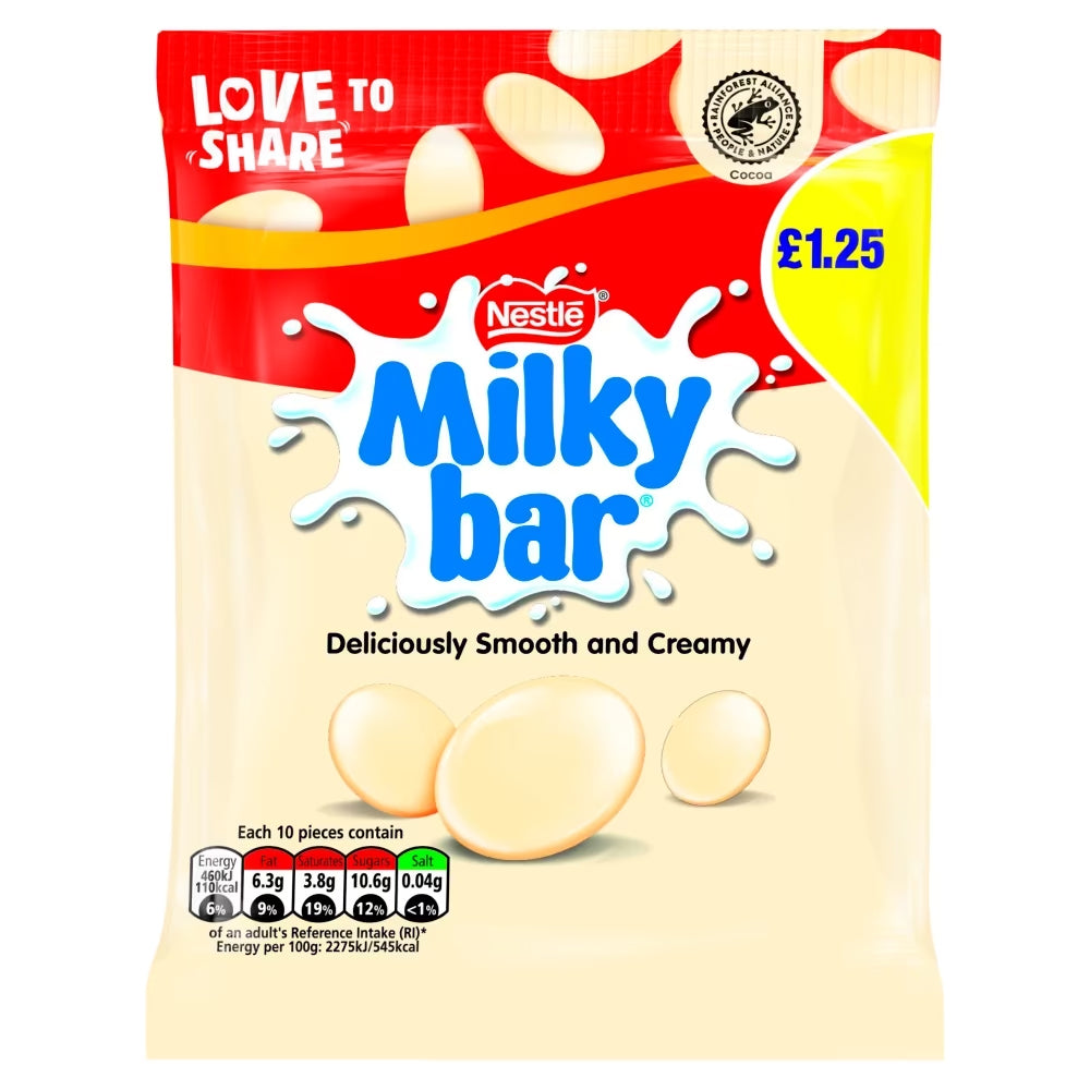 Milkybar Giant Buttons White Chocolate Sharing Bag 85g PMP (Box Of 12)