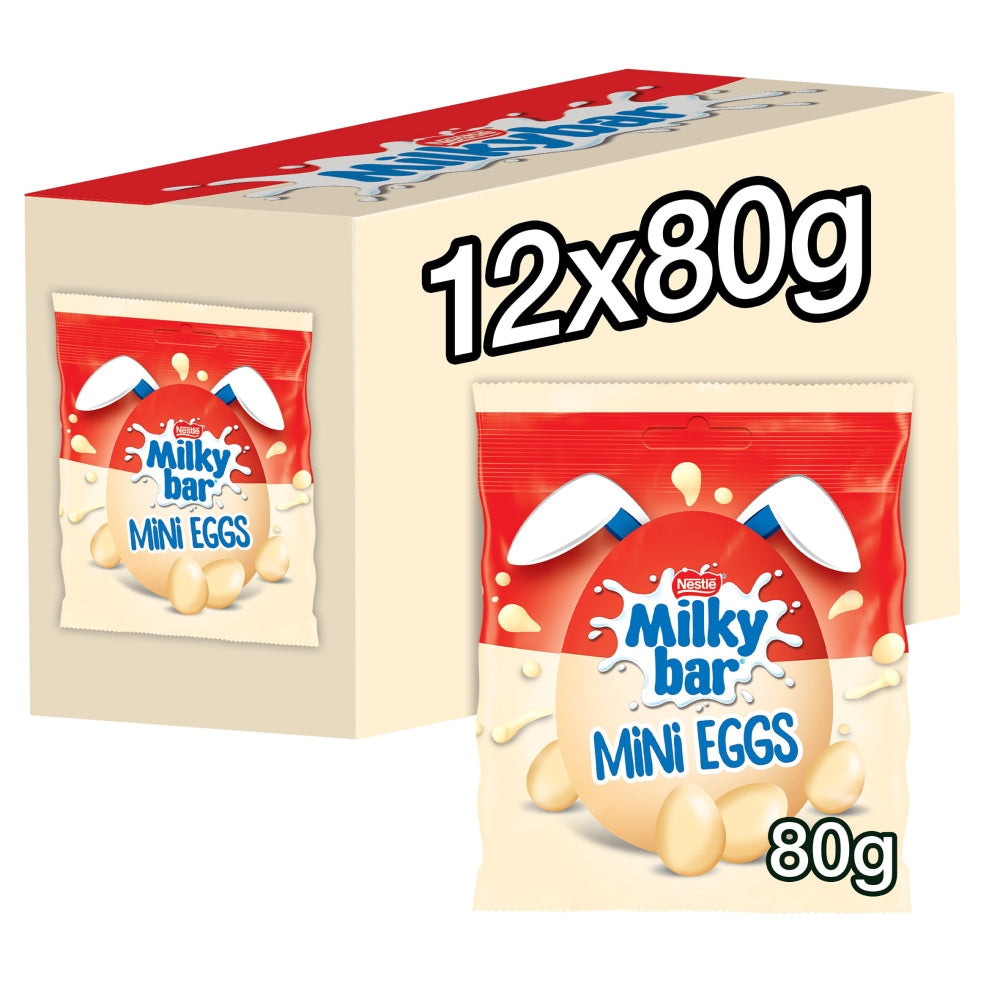 Milkybar White Chocolate Easter Mini Eggs Sharing Bag 80g (Box of 12)