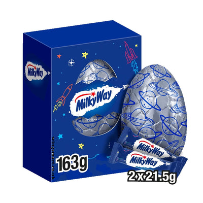 Milky Way Chocolate Large Easter Egg 163g with  2 Milky Way bars (2x21.5g)