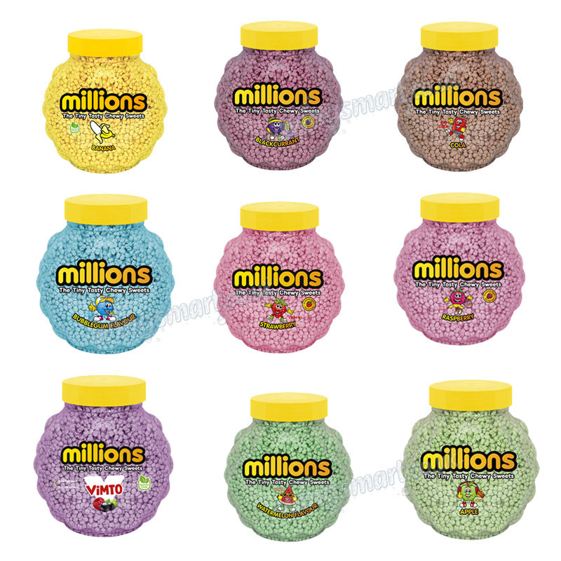 Millions Assorted Flavours Jar 2.27kg Bulk Chewy Sweets Candy Pick & Mix