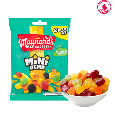 Maynards Bassetts Mini Gems Sweets Sharing Bag 130g PMP – Box of 10 Packs