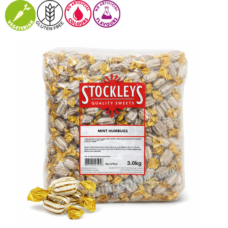 Stockley’s Old Fashioned Humbugs 3kg Mint Boiled Sweets Chewy Toffee Centre British Candy