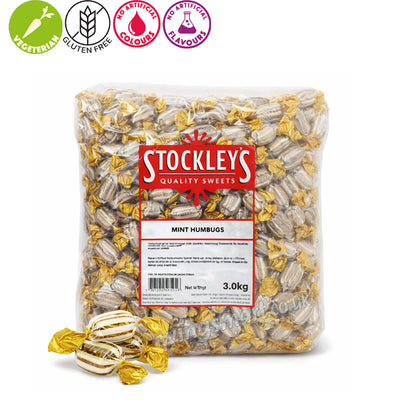 Stockley’s Old Fashioned Humbugs 3kg Mint Boiled Sweets Chewy Toffee Centre British Candy