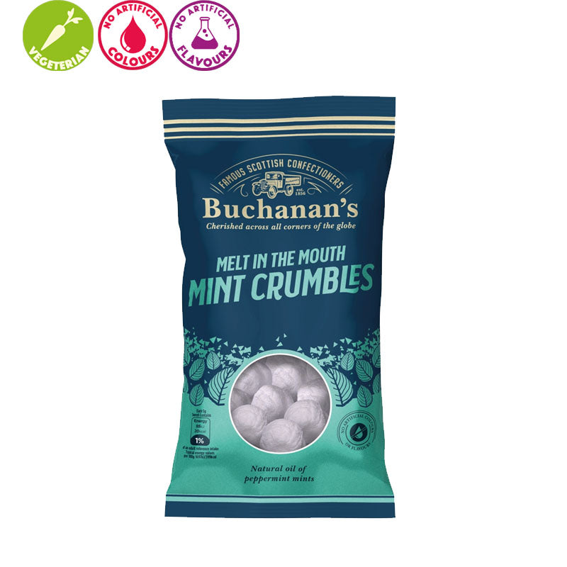Buchanans Melt in the Mouth Mint Crumbles 140g Peppermint Candy Bags (6 & 12 Packs)