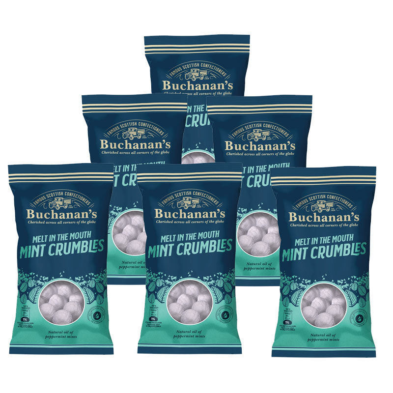 Buchanans Melt in the Mouth Mint Crumbles 140g Peppermint Candy Bags (6 & 12 Packs)