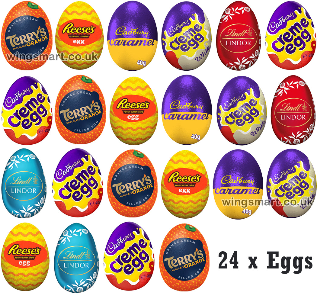 Cadbury, Lindt, Reese’s, Terry’s Filled & Mixed Eggs Easter Treats (24 & 48 Pack)