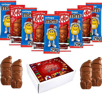 Mixed Christmas Chocolate Treats  M&M's Crispy Santa & Kit Kat Santa Figures 29g (Box of 10)