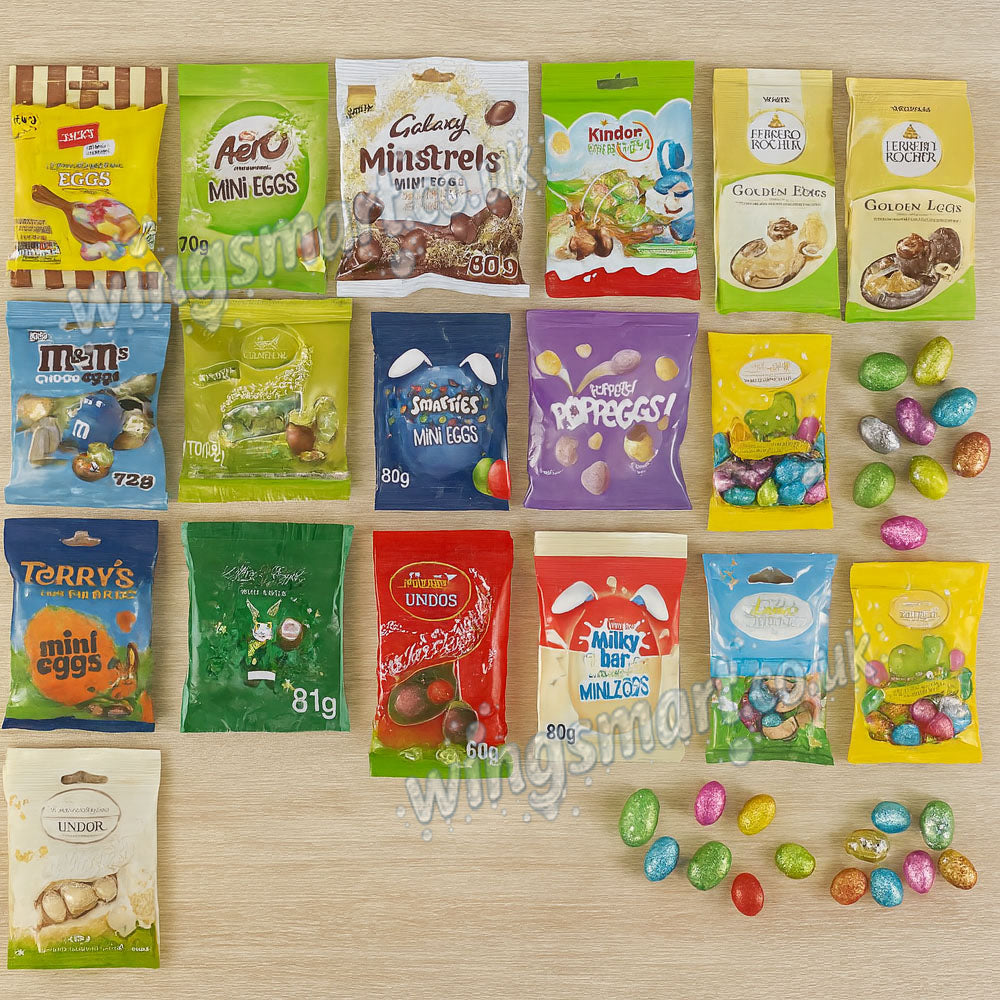Easter Mini Eggs Assorted Collections Bags – Milk, White & Chocolate Orange Eggs (Full box)