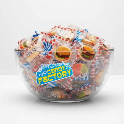 Crazy Candy Factory Mini Gummy Food Mix 10g – Mini Burgers, Hot Dogs & Pizza (50 x Random Mixed Packs)
