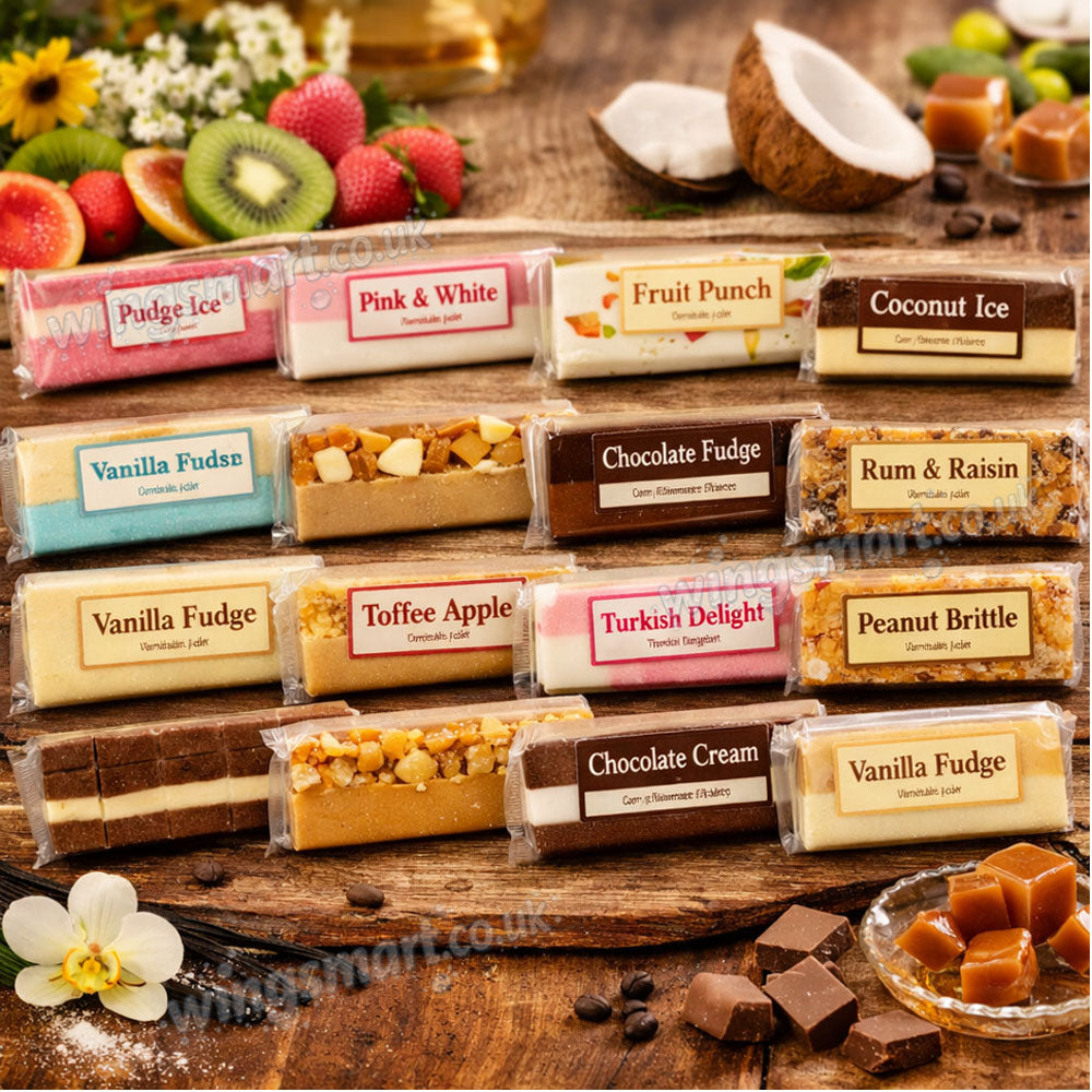 Candy Co Traditional Sweet Treat Bars– Nougat, Fudge, Coconut Ice, Peanut Brittle & Classic British Confectionery Range