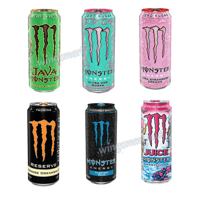 Monster Energy Drink 473ml – Electric Blue, Dreamsicle, Viking Berry, Guava & Java Irish Creme