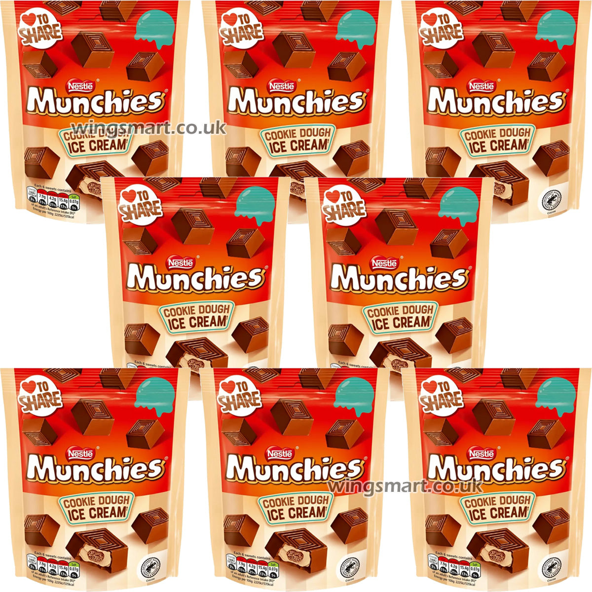 Munchies Milk Chocolate Cookie Dough Ice Cream Pouch 97g (Box Of 8)