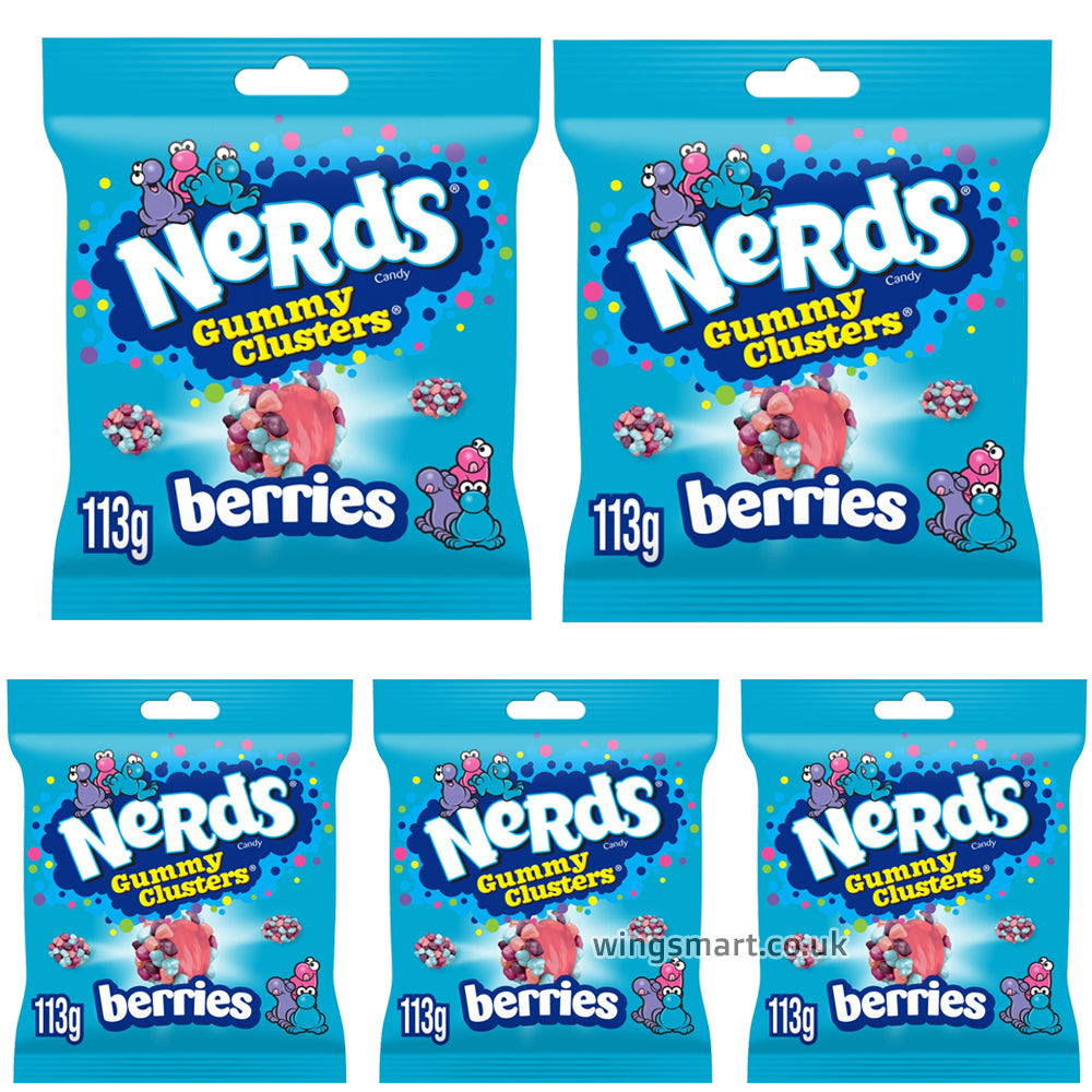 Nerds Gummy Clusters Berries Fruit Flavour Candy Bag 113g (Pack of 5)