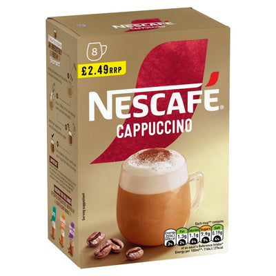 Nescafe Cappuccino Instant Coffee 8 x 15.5g Sachets PMP